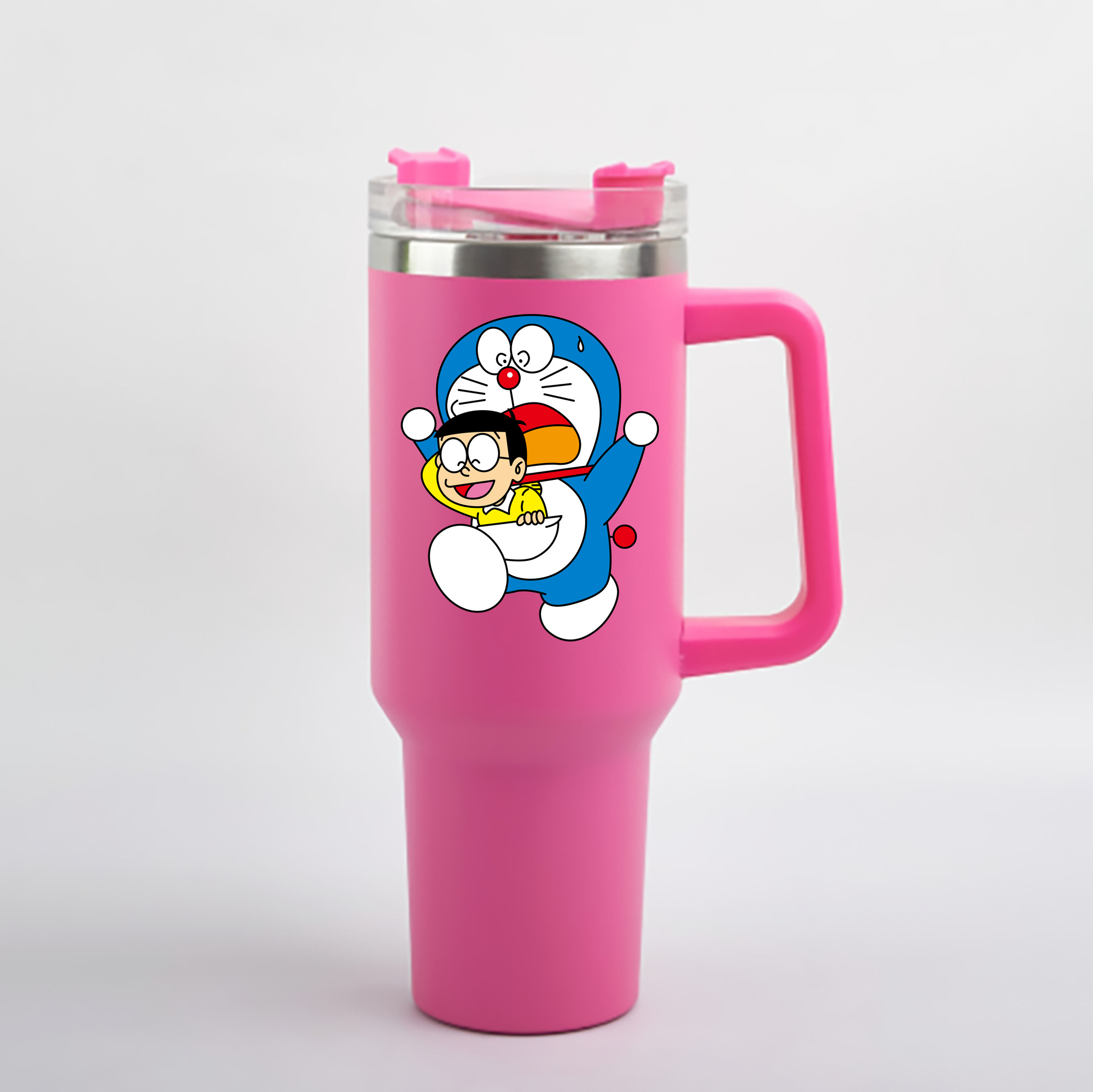 （画像用） ドラえもん Doraemon 1200mL車用タンブラー - クリスタルステッカー（プラスチックストロー付き）